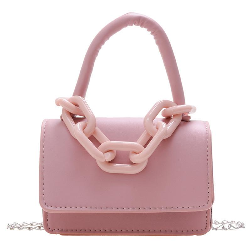 

Adorable Pu Leather Kids Handbag Fashion Chain Shoulder Bag Cute Girls Tote рожевий