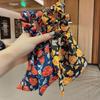 Elástico de Cabelo Estampa Floral Fita Longa Tecido Chiffon Corda de Cabelo Fácil de Usar Coque Penteados Meio Presos Prendedor de Rabo de Cavalo Acessório de Cabelo