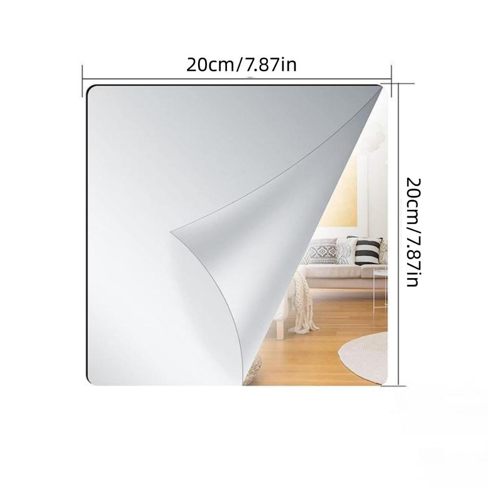 Self-Adhesive Mirror Wall Stickers 1.6mm Thick Flexible Makeup Mirror 20/30/40cm Living Room Decor Non Glass Mirror Stickers