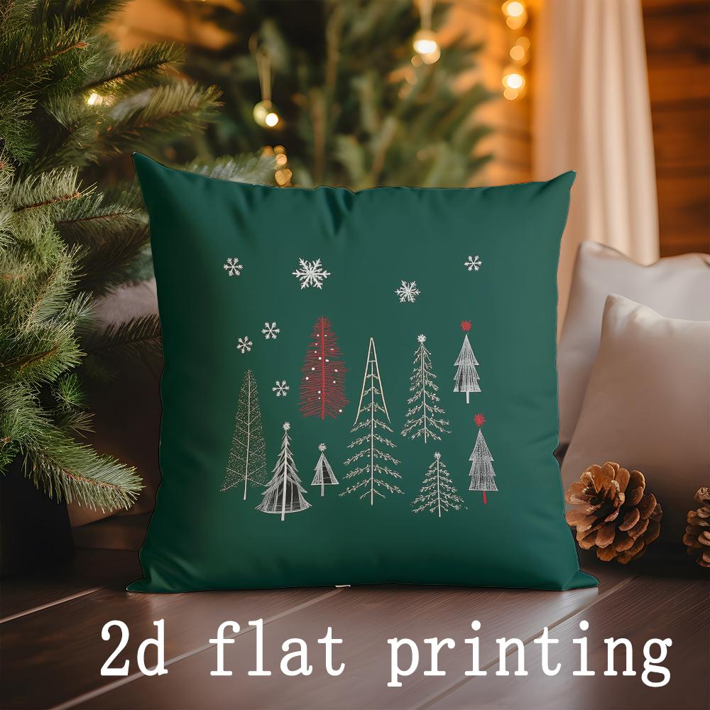

Home Decor Christmas Tree & Stocking Pattern Pillows Pattern Cushion Cover Suitable for Sofa Bedroom Car Pillow Cover 16x16Inch