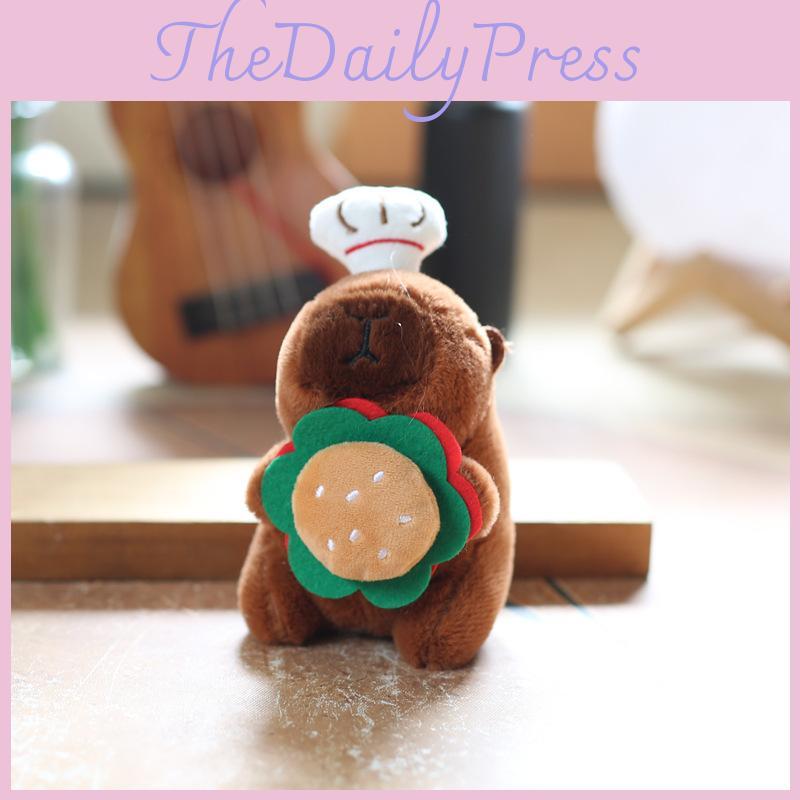 Toy Kapibara Plush Keychain Bag Decor Pp Cotton Stuffed For Kids Gift Decor