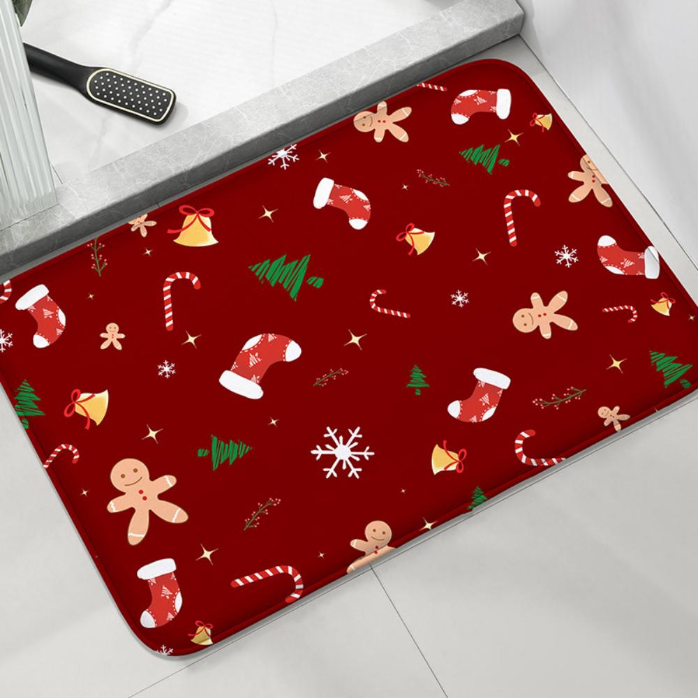 1Pcs Christmas Tree Snowman Door Mat WELCOME Rug Living Room Bedroom Entry Doormat Outdoor Nonslip Mat Kitchen Mat Holiday Decor