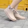 2026 New Women's Four Seasons High Top Flat Sole Rain Shoe Soft Sole Non Slip Waterproof Detachable Cotton Cover Work Shoes