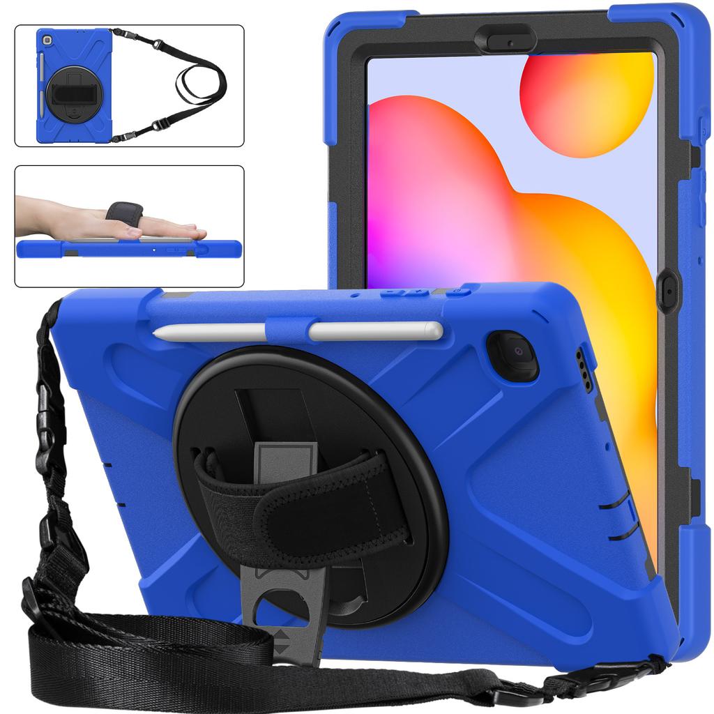 For Samsung Galaxy Tab S6 Lite Stand Case SMP620 P610 P613 P615 P619 Anti-knock Cover Holder with Pencil Slot and Shoulder Strap