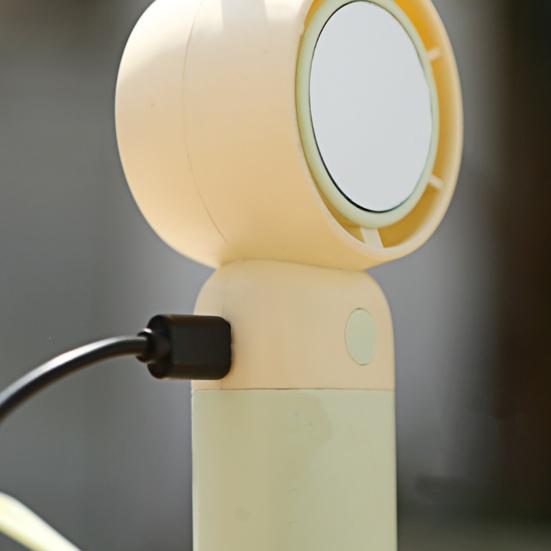 Cartoon Animal Ears Handheld Fan with Mirror Phone Holder Speed Adjustable USB Rechargeable Summer Cooling Fan Portable Mini Personal