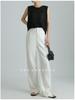 2026 Summer High-Waisted Wide-Leg Cotton Linen Pants White Casual Old Money Style Women