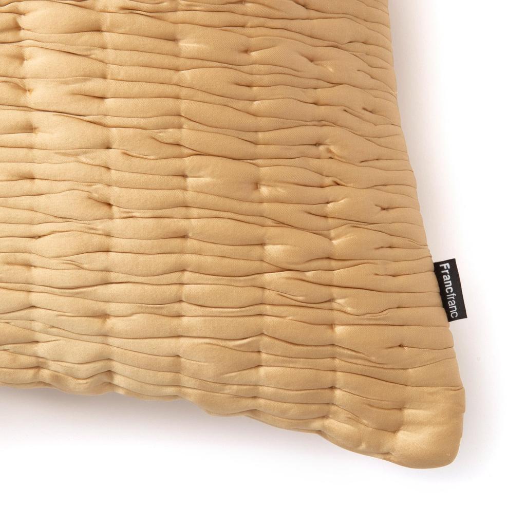 Francfranc Solid Gathered Cushion Cover, 45cm X 45cm, Yellow (B095) - Perfect for Interior Decoration, Housewarmings, or As a Gift.