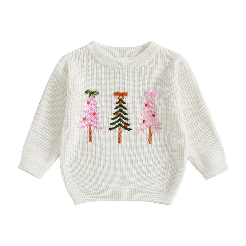 Toddler Newborn Baby Girl Christmas Sweater Long Sleeve Crew Neck Tree Winter Warm Knit Pullover Sweater Infant Clothes