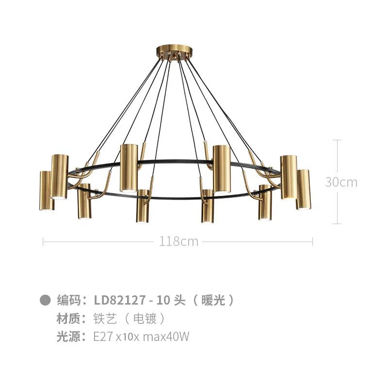 Minimalist Chandeliers Gold LED Black Ring Living Room Dining Lighting Bedroom Hanglamp  Wire Adjustable