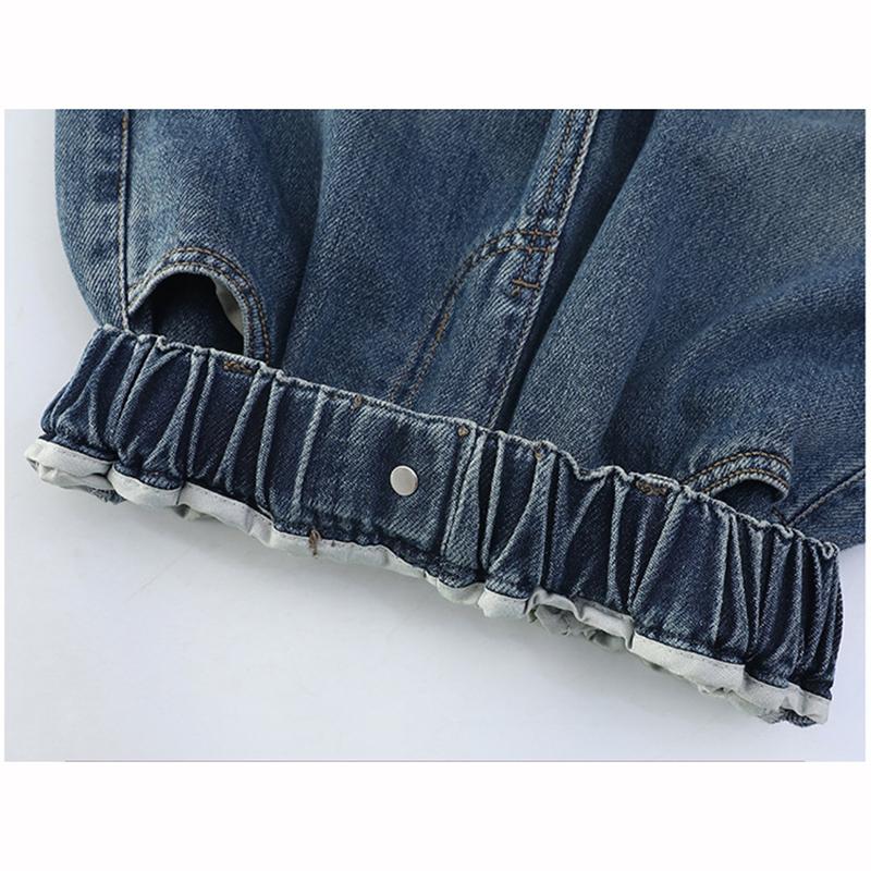 Children Winter Insulated Jeans Teen Kids Fashion Fleece Lined Street Trousers Girl Letter Embroidery Thermal Denim Pants