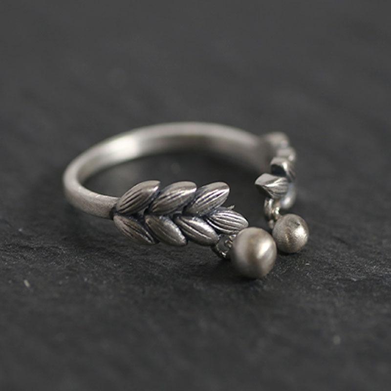 1 Piece Retro Wheat Tassel Index Finger Ring, Women'S Simple Open Mouth Ring, Light Luxury Temperament Versatile Layered Accessory