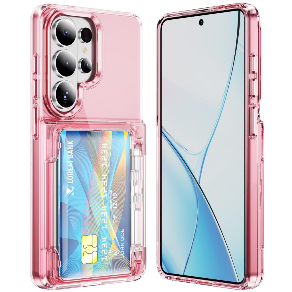 Case for Samsung S26 S25 S24 S23 S22 Ultra Transparent Card Holder Protective Case Full Coverage Plain Shock Proof Anti-Scratch