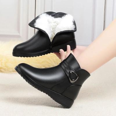 Pelz Damenstiefel Rutschfeste Mama Baumwollschuhe Warme Damen Stiefeletten Reißverschluss Plateau Freizeitschuhe Hohe Qualität Damenschuhe Neu Botas