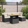 VidaXL Garden Lounge Set 6 Pcs with Cushions Black Wicker Acacia, Outdoor Sofa Set, Garden Lounge Set 3327966