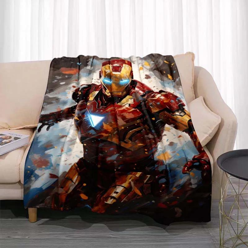 Manta Cálida de Dibujos Animados de Iron Man para Habitación, Suave y Cómoda, Portátil para Viajes y Picnic, Regalo para Familiares o Amigos