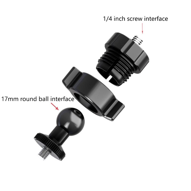 Confezione da 4 adattatori a testa sferica da 17 mm con vite da 1/4 di pollice per action cam, DSLR, supporto per telefono e tablet