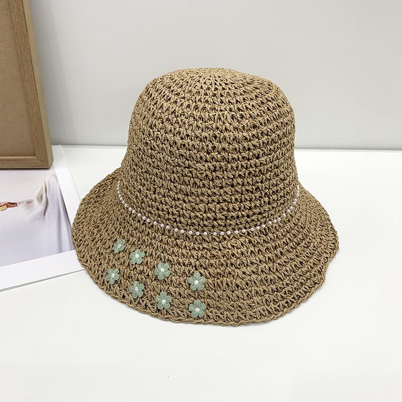Women's Summer Hand Crochet Straw Hat Floral Design for Outings and Vacations Sun Protection Foldable Sunshade Sun Hat