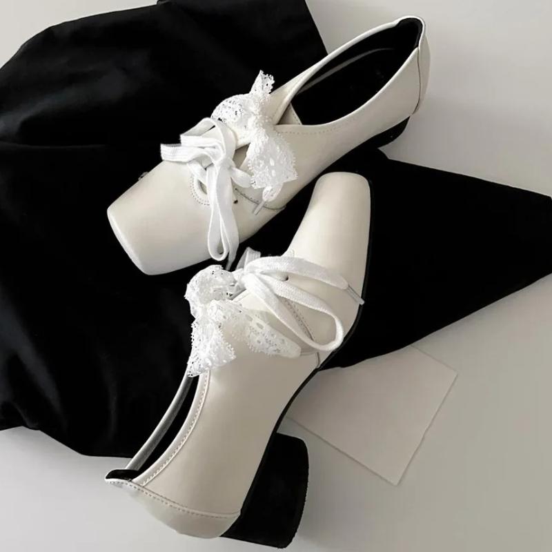 Fashion French Style Low Heel Mary Jane Shoes for Women Fashion Faux Suede Lolita Square Toe Lace Up Chunky Heel Casual Designer Shoes