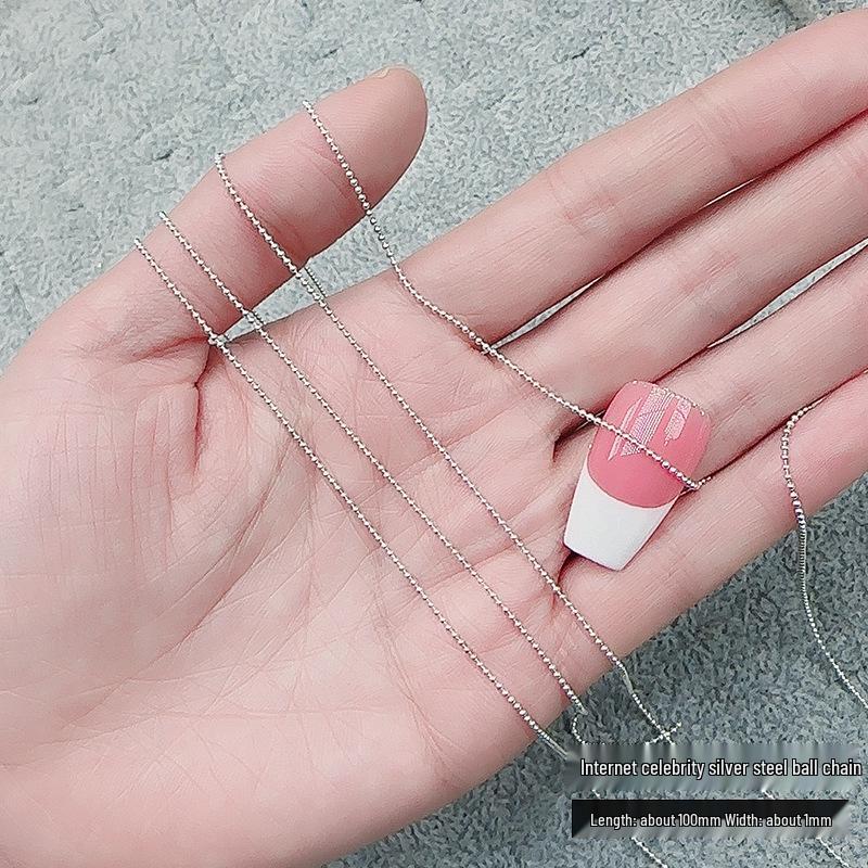 

1-метровая золотая и серебряная стальная шариковая цепочка для украшений для нейл-арта