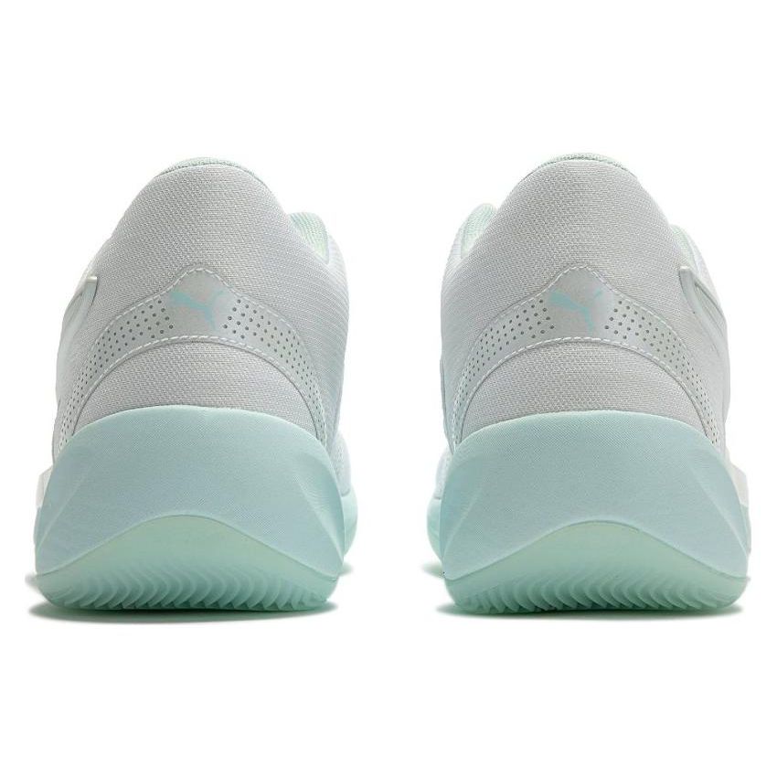 Puma Rise Nitro Ice Kulatá špička Šněrovací Látkové Protiskluzové Odolné proti opotřebení Nízké Basketbalové boty Pánské tenisky Bílá Zelená 377592-01