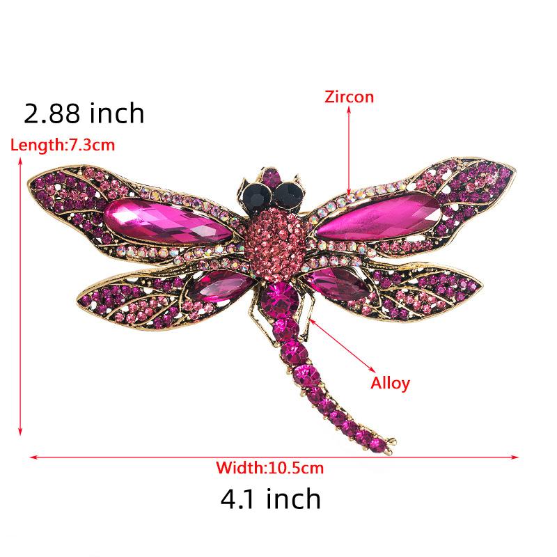 Women Men Luxury Full Crystal Dragonfly Brooches Big Rhinestone Trendy Badges Insect Vintage Jewelry Suit Clothing Pins