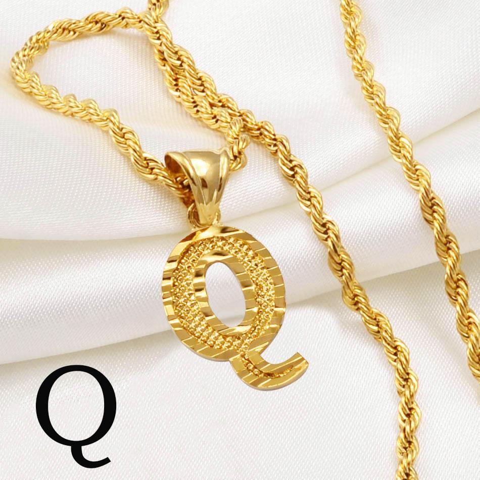 Anniyo AZ Letters Kettingen Dames Heren Verguld Initial Hanger Touwketting Engelse Letter Sieraden Alfabet Afrikaans #058002B