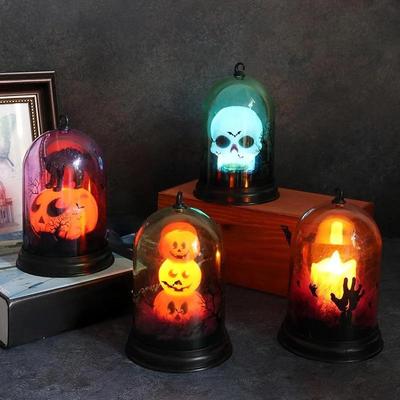 Halloween Decoration Props Pumpkin Lamp LED Light-up Lampshade Bar Party Decor Supply Candle Holder Night Light Desktop Ornament