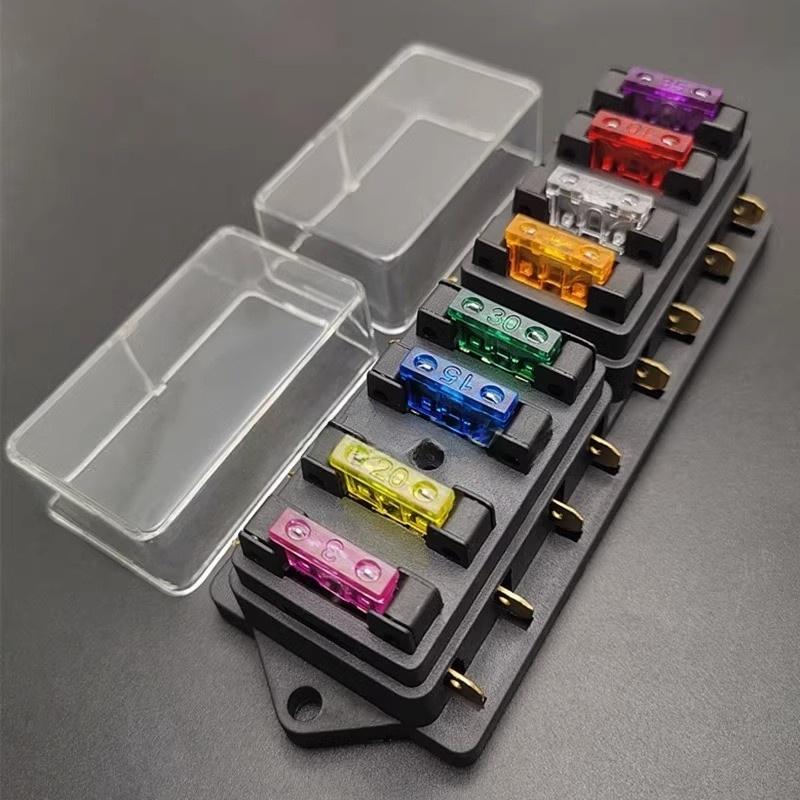 4/6/8/10 Way Car Fuse Box Car Fuse Holder Car Truck Auto Blade Fuse Box with 4/6/8/12 Fuses for 12V 24V ATO Standard Circuit Fuses4