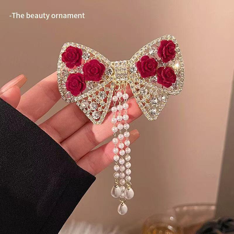 French Rose Hair Clip, Versatile and Stylish Women's Hair Clip, Metal Hair Bun Shark Clip Hair Accessory