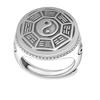 Adjustable Vintage Ring Men Women Copper Plated Wide Finger Band With Nine Syllables Mantra Design