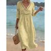 QICED Fashion Summer Spring Short Sleeve V-Neck  Casual Dresses