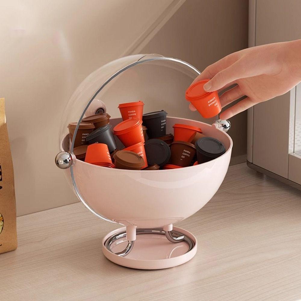 Transparent Sphere Fruit Snack Box High Footed Coffee Capsule Storage Rack  Countertop
