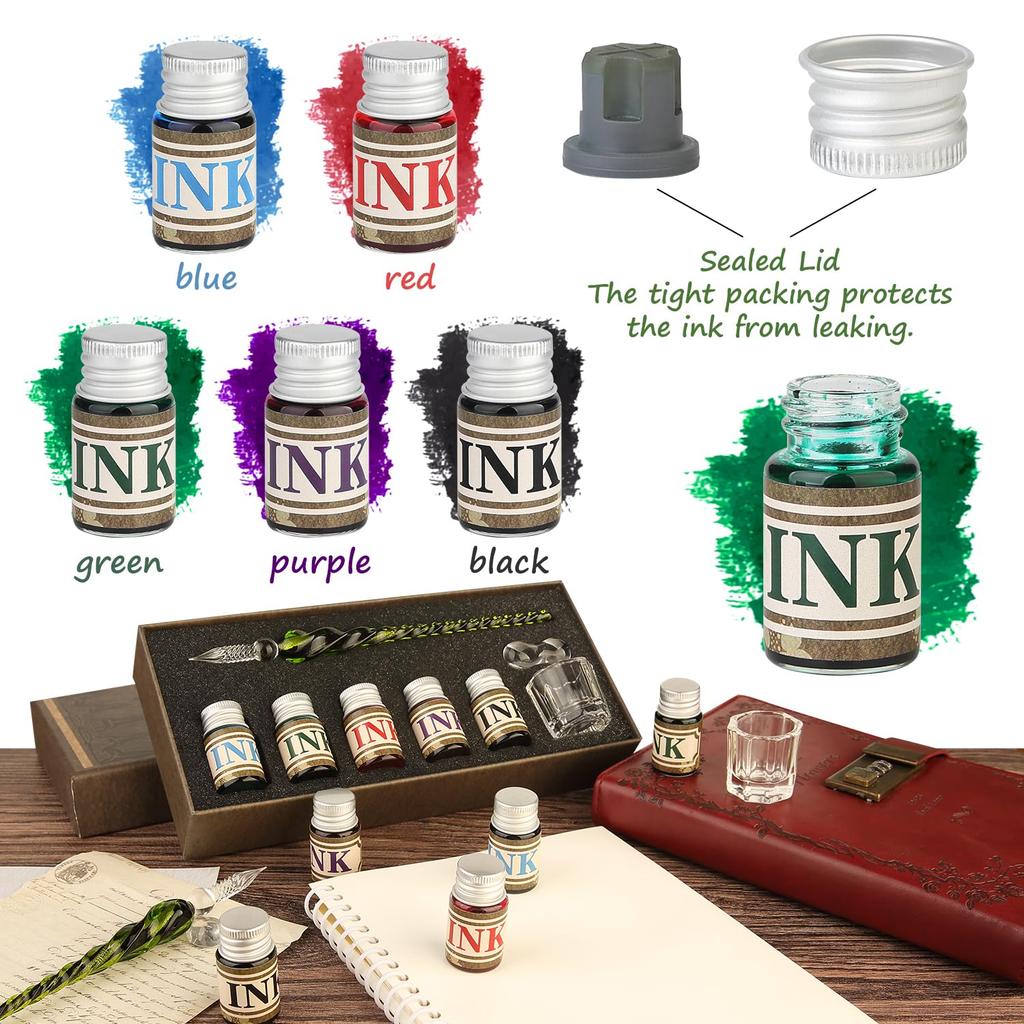 mancola Glass Pen 5 Colors of 1 Signature Fountain Box Starry Signature Picture Dip Pen Set, Ink, Pen, Pen, Pen, Included, Sky, Rainbow, Pen, Drawing,