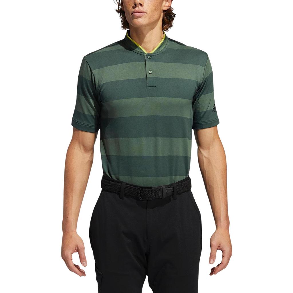 Adidas Striped Logo Print Straight-Cut Short Sleeve T-Shirt Men Tops Green GL4640