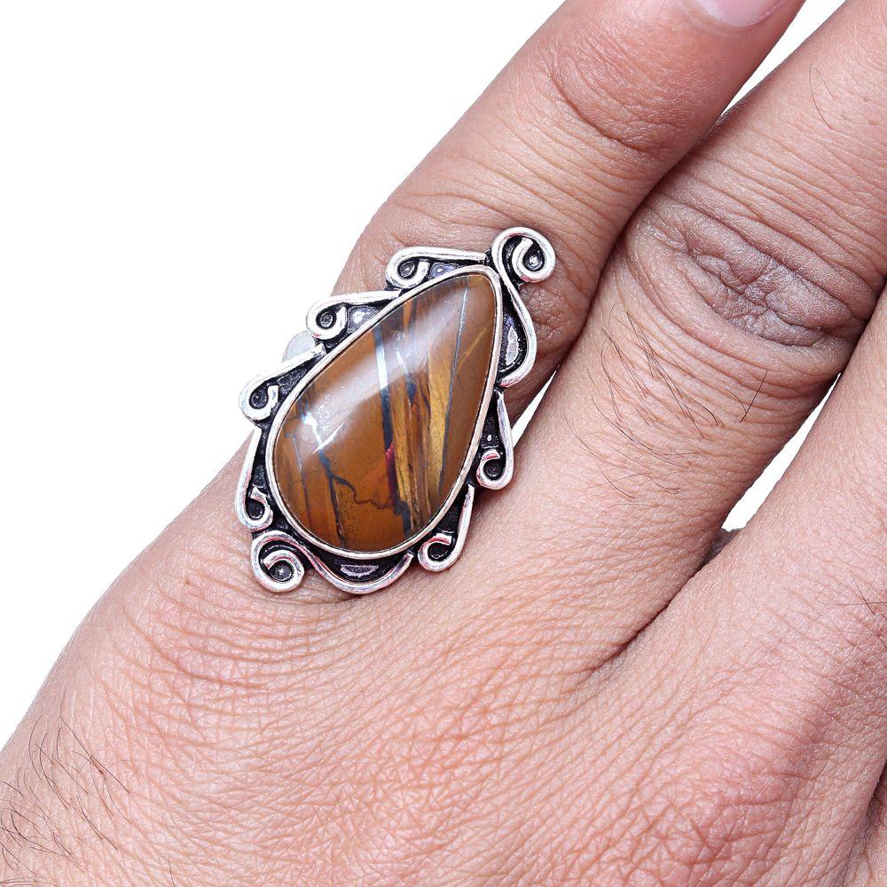 Multi Tiger's Eye Gemstone Handmade Silver Jewelry  "8"