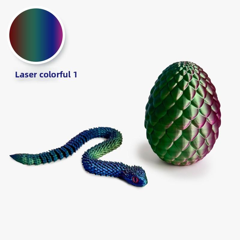 Printed Snake Egg, Python Egg, Viper Snake Set with Movable Joints and Luminous Night Light Decorative Toy Handicraft.