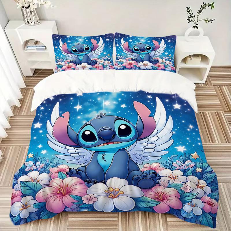 Stitch'S Magical Garden Print 3Pcs Bedding Setduvet Cover With 2 Bedropillowcase Home Birthday Gift