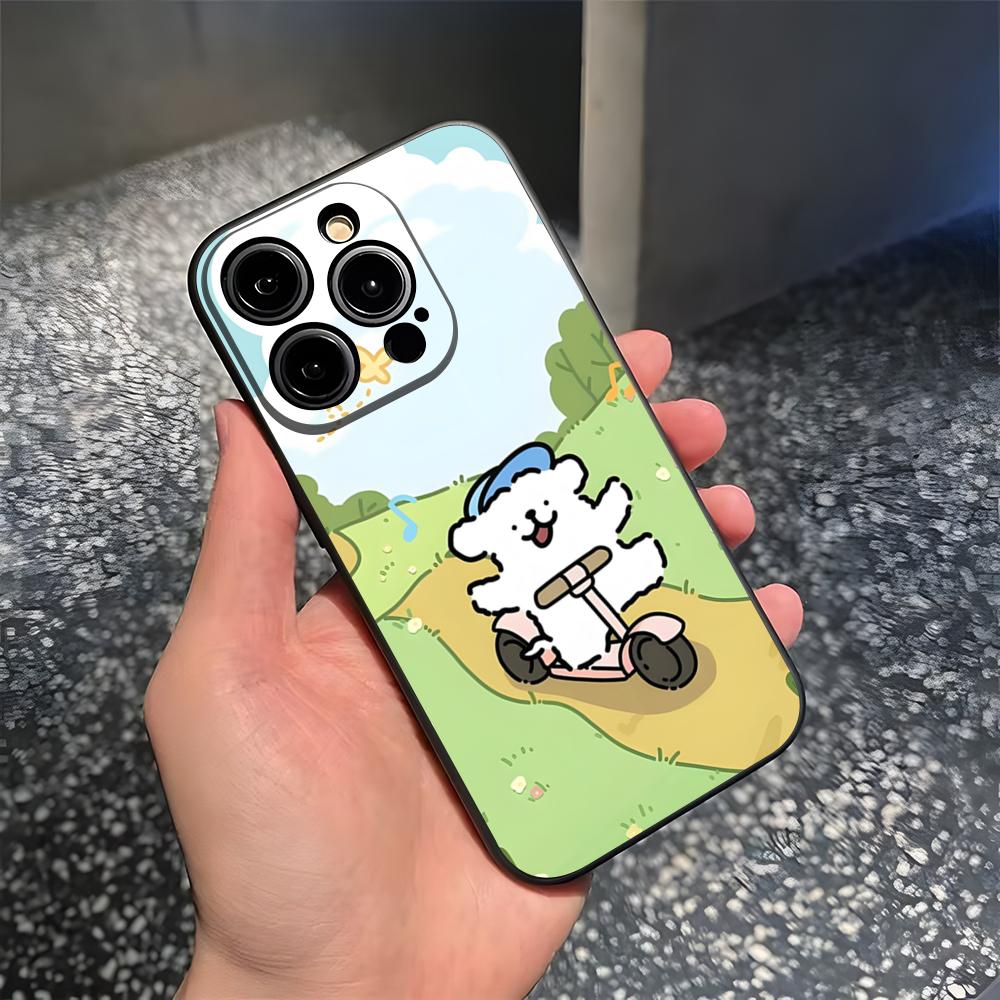 Korea Line Puppy Maltese Phone Case For 15 Pro Max Iphone 14 Pro Max 12 15 Plus 13 Pro 11 Xr X Xs 8 7 Plus Silicone Back Cover