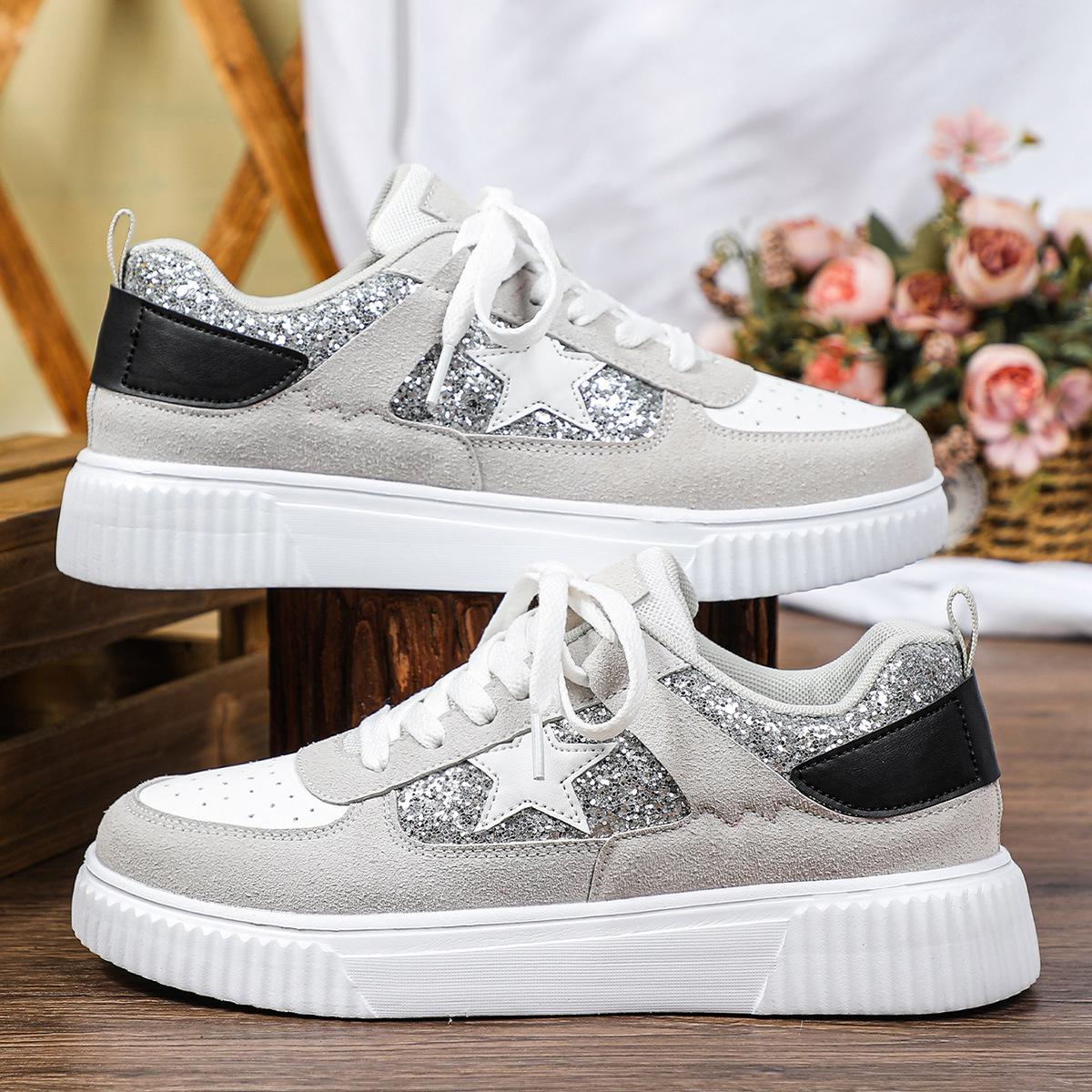 

Модные женские кеды на платформе, повседневные туфли-лоферы, модные кроссовки с пайетками, универсальная обувь для отдыха на каждый день, дышащие туфли на плоской подошве 35