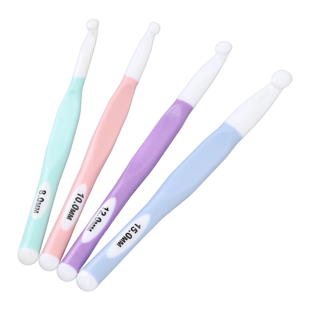 4 Pcs Crochet Hook Set 8mm 10mm 12mm 15mm ABS TPR Ergonomic Handle Crochet Hooks for Carpet Rug