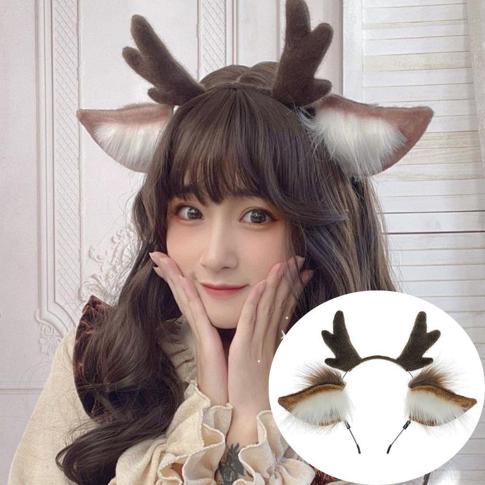 Reindeer Antler Headband Fashion Cosplay Deer Ear Head Hoop Lolita Hair Bands Holiday Christmas Party Festival Hair Accessories