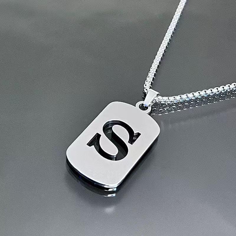 Simple Titanium Steel 26-Letter Necklace for Men and Women - Trendy Minimalist Design