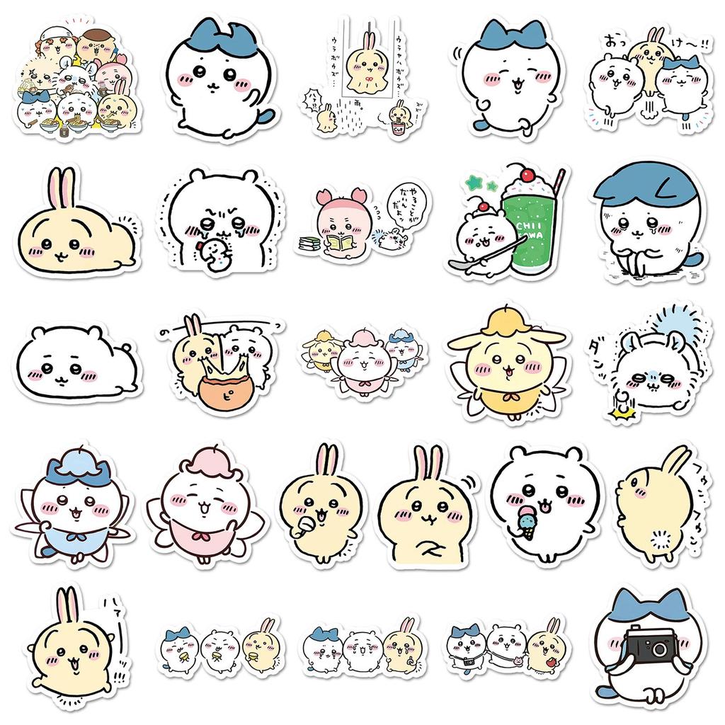 51 Chiikawa Graffiti Stickers: Cute Cartoon Usagi Chii Kawa Decorations for Guitar, Phone Cases