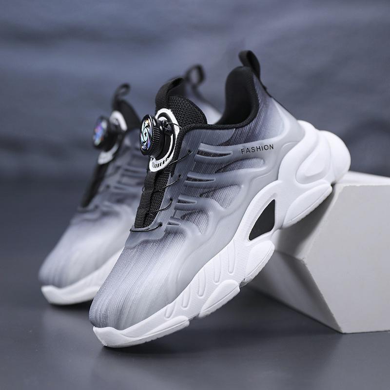 Classmate sports shoes 22 autumn new breathable soft-soled running shoes medium and older children's rotating button casual shoes