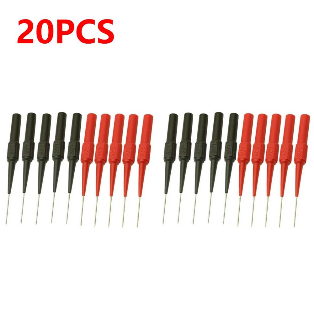 10/20pcs Insulation Piercing Needle Non-destructive Multimeter Test Probes Red/Black 30V Measuring Device For Banana Plug