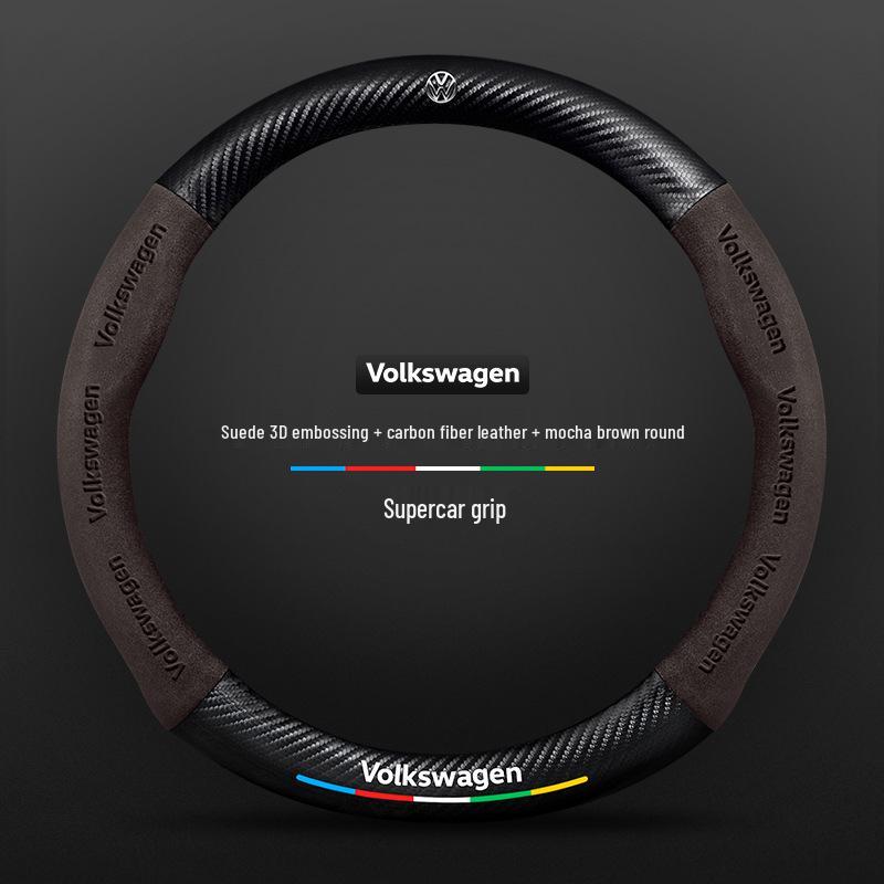 Volkswagen Golf Steering Wheel Cover for 2010-2023 Models: Suede & Carbon Fiber, Compatible with R-Line & 8th Generation