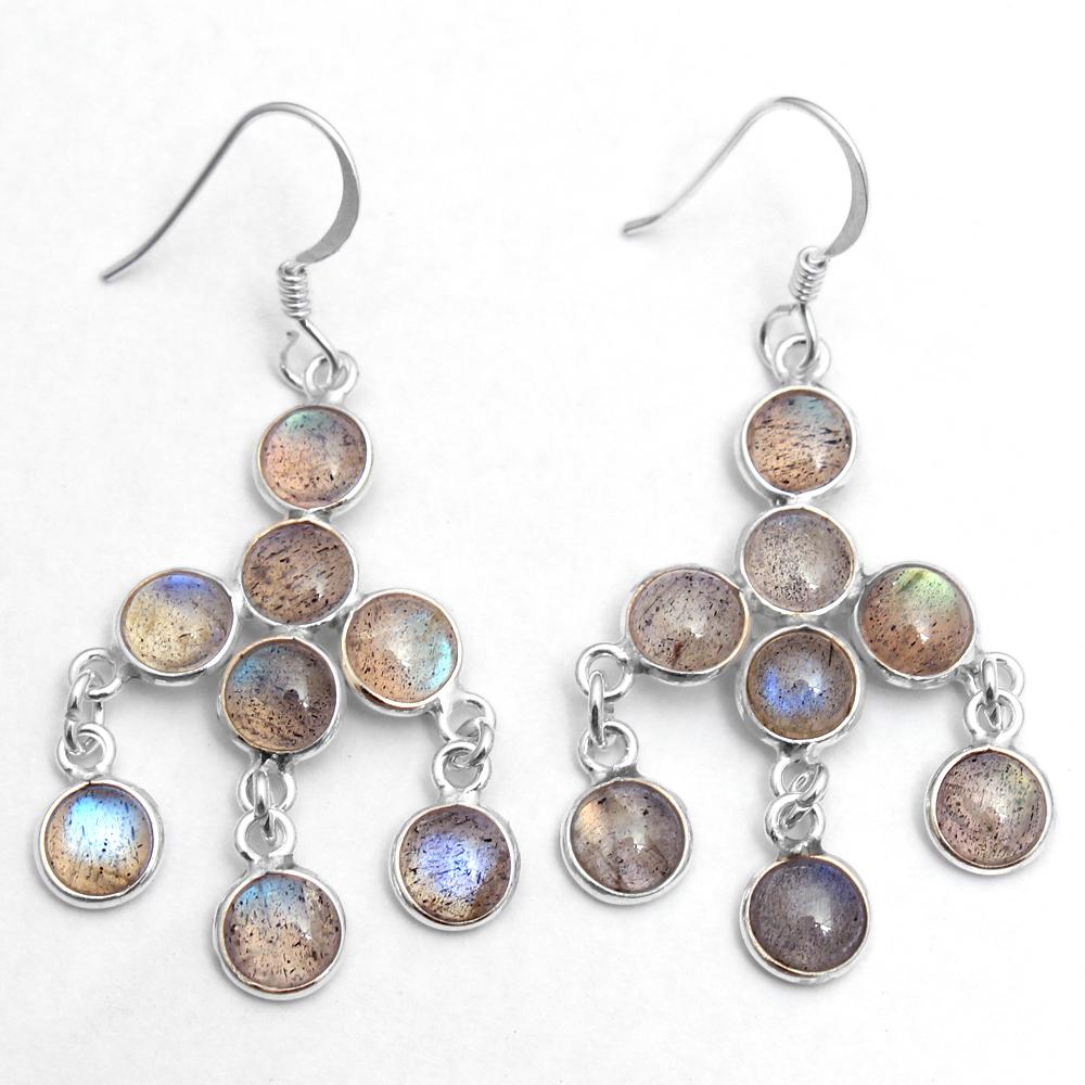 Labradorit, Mondstein Silber Ohrring, Hängeohrring, Silber Charm Schmuck, 925 Sterlingsilber Handgefertigter Schmuck, Geschenke für Sie