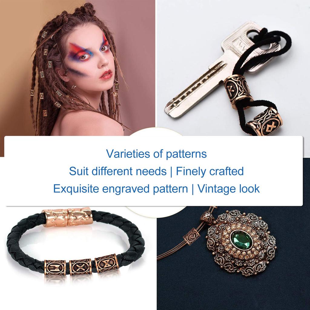 24 STK Haar Bart Perlen Vintage Großes Loch Dreadlocks Röhrenperlen für Männer Frauen Haardekoration 10 X 13mm