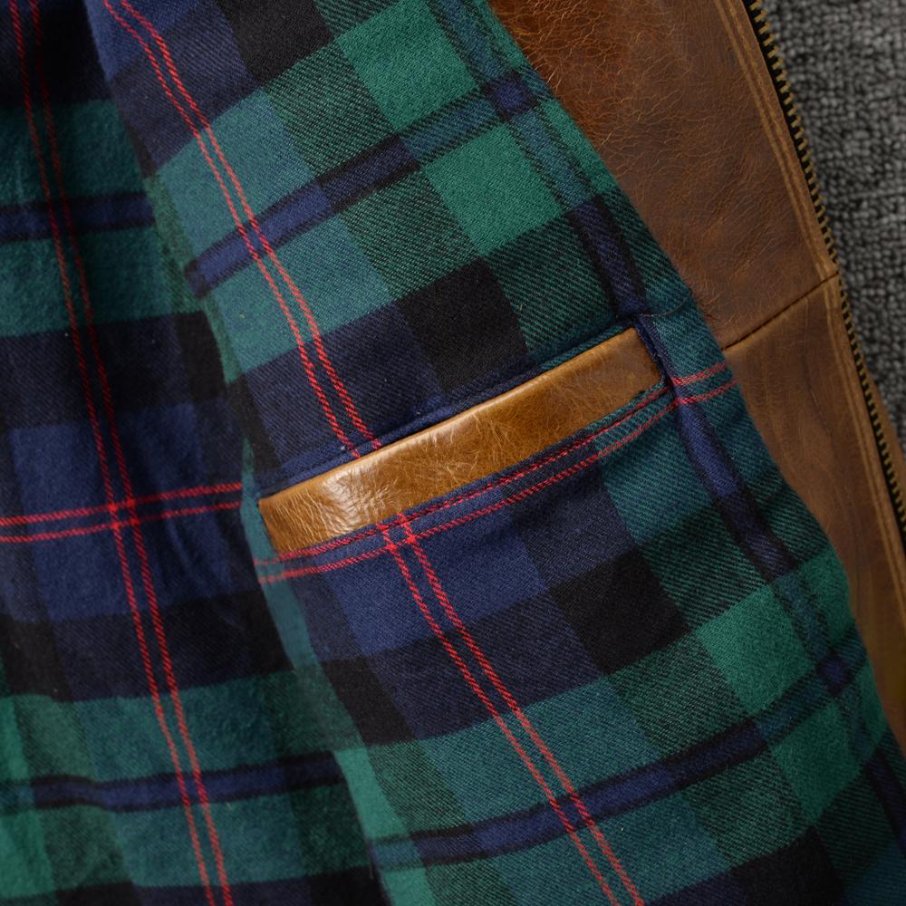 Classic 1930s Color Changes Oil Waxed Brown Natural Cow Leather Jacket Men Real Cowhide Coat Male Clothes Autumn