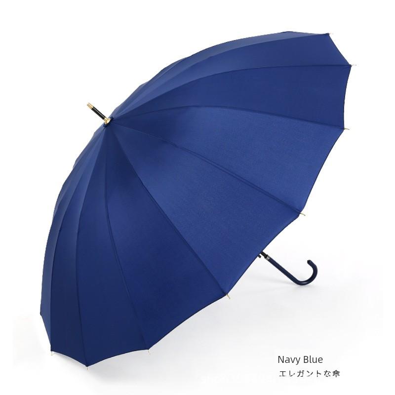 Long-Handled Umbrella with Hook Handle, 16 Ribs, Automatic, Wind-Resistant, Double-Person, Curved Handle, Large Umbrella, High Aesthetic Value